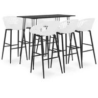 Stoły z krzesłami - vidaXL 7-częściowy zestaw mebli barowych, czarno-biały - miniaturka - grafika 1