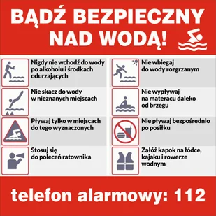 Tabliczka BĄDŹ BEZPIECZNY NAD WODĄ 40x40cm PCV 3mm - Akcesoria BHP - miniaturka - grafika 1