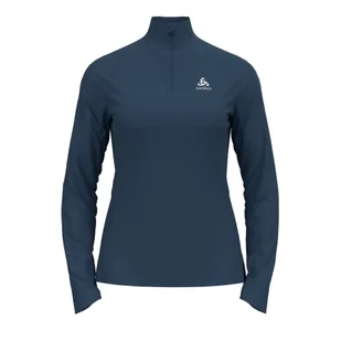 ODLO Damska koszulka Essential Half Zip Midlayer, Niebieskie skrzydło morski, XS - Koszulki i topy damskie - miniaturka - grafika 1