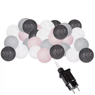 Cotton balls 50 led lampki dekoracyjne, girlanda na prąd grafitowo-białe CL0155 - Oświetlenie świąteczne - miniaturka - grafika 1