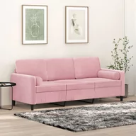 Sofy i kanapy - vidaXL 3-osobowa sofa z poduszkami, różowa, 180 cm, aksamit - miniaturka - grafika 1