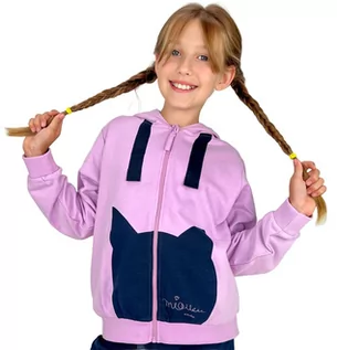 Bluzy dla dziewczynek - Bluza Dziecięca Dziewczęca dresowa Rozpinana z Kapturem 152 Kot różowa Endo - grafika 1