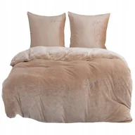 Pościel - Pościel haftowana 200x220 mikrofibra "miś" Cotton World gruba 3 el beżowe - miniaturka - grafika 1