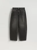 Spodnie damskie - Reserved - Jeansy barrel leg - szary - miniaturka - grafika 1