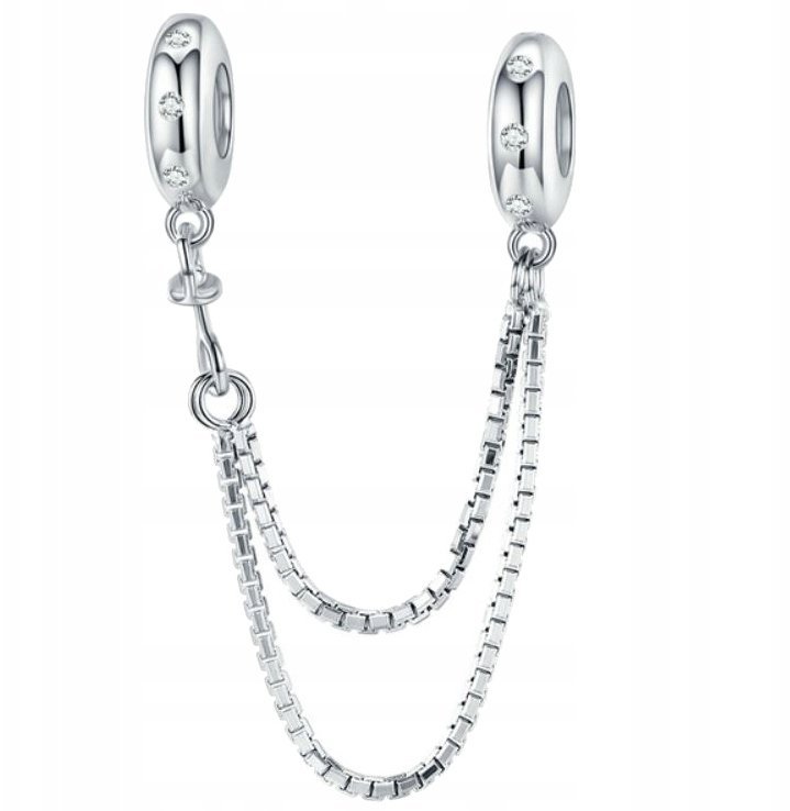 Ivybands Charms Łańcuszek srebro 925 Zabezpieczenie podwójna cyrkonie beads kryształ