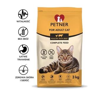 Petner karma dla kotów dorosłych 3 kg - Sucha karma dla kotów - miniaturka - grafika 1