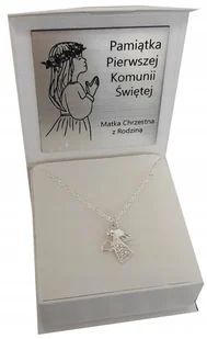 Srebrny łańcuszek ANIOŁEK 925 KOMUNIA GRAWER 45 cm - Biżuteria dla dzieci - miniaturka - grafika 1