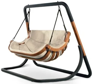 Elior Podwójny beżowy fotel wiszący do ogrodu R4-K35 - Fotele ogrodowe wiszące - miniaturka - grafika 1