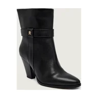 Botki damskie - Tommy Hilfiger Skórzane botki na słupku - miniaturka - grafika 1