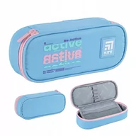 Piórniki - Piórnik saszetka szkolny przybornik niebieski z napisami Kite - miniaturka - grafika 1