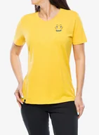 Koszulki i topy damskie - Koszulka wspinaczkowa damska Salewa Lavaredo Hemp Print T-Shirt - gold - miniaturka - grafika 1
