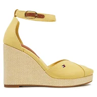 Półbuty damskie - Półbuty Tommy Hilfiger Flag High Wedge Espad Closed Toe FW0FW08494 Żółty - miniaturka - grafika 1