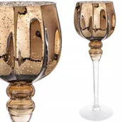 Świeczniki - Świecznik szklany kielich na nóżce brązowy 35 cm podstawka na świecę - miniaturka - grafika 1