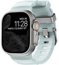 Nomad Pasek Rocky Point Band do Apple Watch 49/46/45/44 mm, błękitny / święcący w ciemności z srebrną sprzączką - Akcesoria do smartwatchy - miniaturka - grafika 1