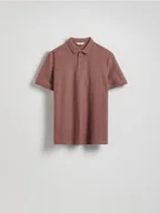 Koszulki męskie - Reserved - Strukturalne polo regular fit - bordowy - miniaturka - grafika 1