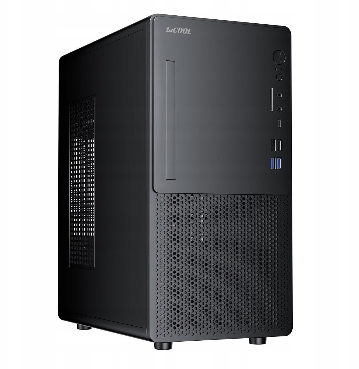 Obudowa 1stCOOL szafa STEP Premium 2 ver.2, micro tower, AU, USB 3.0, USB-C, bez zasilacza, czarna