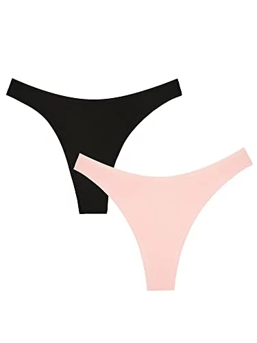 Smart & Sexy Damskie stringi Ever Dip Tanga, z przodu, 2 sztuki majtek typu tanga, różowy/czarny krój, rozmiar S