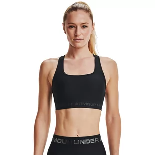 Biustonosz sportowy UNDER ARMOUR UA Crossback Mid Bra - czarny - Bielizna sportowa damska - miniaturka - grafika 1