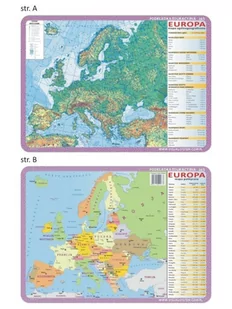 Nieprzypisany Podkładka edukacyjna Europa mapa ogólnogeograficzna i polityczna VISU004 - Podkładki na biurko - miniaturka - grafika 1