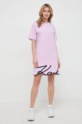Sukienki - Karl Lagerfeld sukienka bawełniana kolor różowy mini prosta - miniaturka - grafika 1