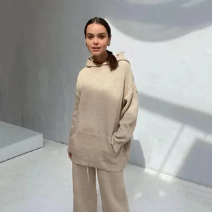 Komplet odzieży z kapturem - Beżowy M - Komplety damskie - miniaturka - grafika 1