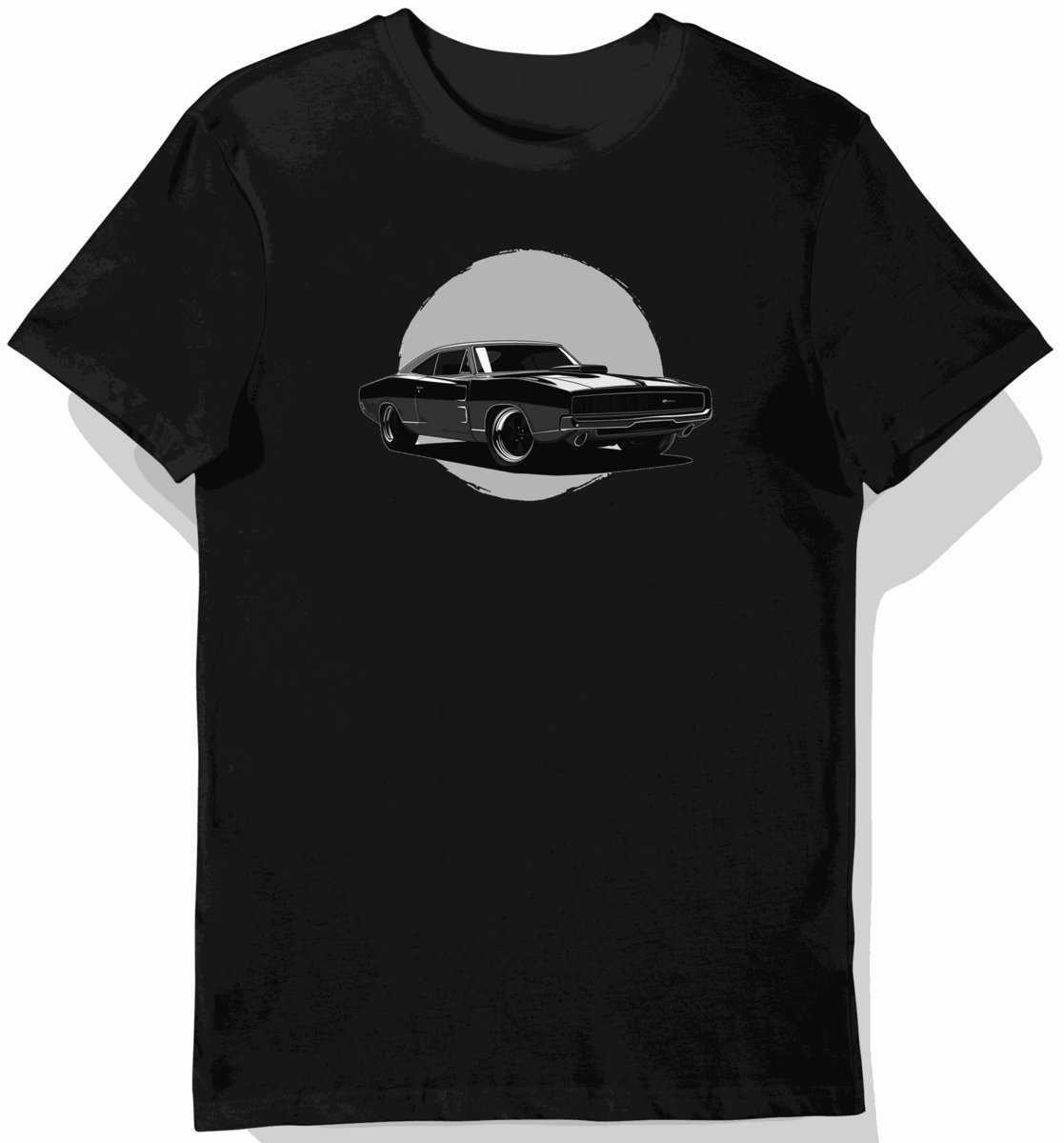 Koszulka męska czarna z klasycznym Dodge Charger 1970 L