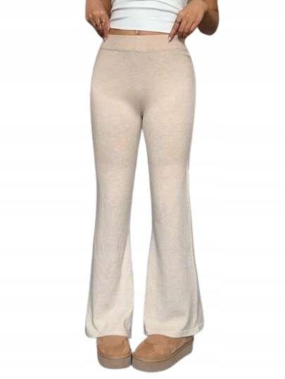 SHEIN BEŻOWE SPODNIE CASUAL PROSTE NA ŚREDNIM STANIE 38 1KC
