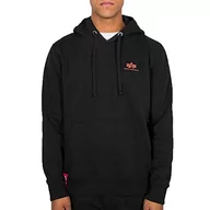 Bluzy męskie - ALPHA INDUSTRIES Basic Hoody Small Logo Neon Print Bluza męska, Black/Neon Pomarańczowy, S - miniaturka - grafika 1