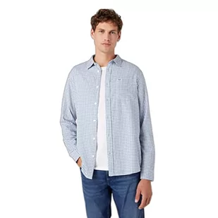Wrangler Męska koszula z 1 kieszenią, niebieska Captains Blue, rozm. XXL, Captains Blue, XXL - Koszule męskie - miniaturka - grafika 1