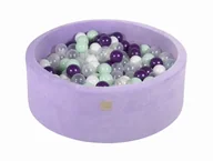 Suche baseny - MeowBaby® Okrągły Suchy Basen z Piłeczkami 7cm dla Dziecka, 90x30cm/200 piłek, Welurowy, Wrzosowy: Miętowe/Perłowofioletowe/Białe/Transparentne - miniaturka - grafika 1