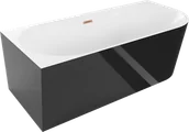 Wanny - Mexen Mia wanna wolnostojąca narożna lewa 160 x 75 cm, biała/czarna, przelew miedź szczotkowana - 52691607575L-65 - miniaturka - grafika 1