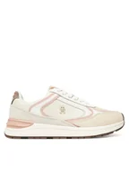 Sneakersy damskie - Tommy Hilfiger Sneakersy Casual Fashion Runner Mix FW0FW08693 Écru - miniaturka - grafika 1