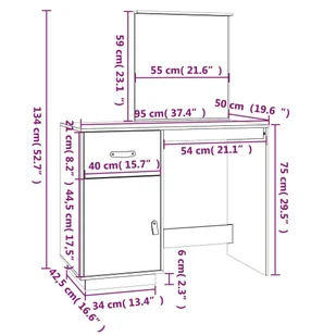 Lumarko Toaletka, czarna, 95x50x134 cm, lite drewno sosnowe - Toaletki - miniaturka - grafika 11