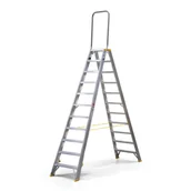 Drabiny - Schodki aluminiowe dwustronne ALVE FORTE z uchwytem, 2x11 stopni, wysokość 2,34 m - miniaturka - grafika 1