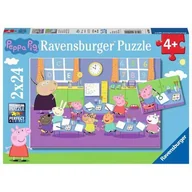 Puzzle - Ravensburger Puzzle dla dzieci Peppa w szkole 2 x 24 szt 09099 - miniaturka - grafika 1