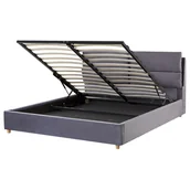 Łóżka - Beliani Łóżko z pojemnikiem welurowe 160 x 200 cm szare BATILLY - miniaturka - grafika 1