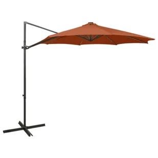 Parasol wiszący z lampkami LED i słupkiem, terakota, 300 cm - Parasole ogrodowe - miniaturka - grafika 1