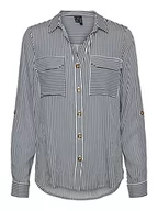Bluzki damskie - VERO MODA Damska koszulka Vmbumpy L/S New Noos bluzka, Snow White/Stripes:India Ink, S - miniaturka - grafika 1
