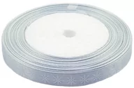 Pasmanteria - Brewis Wstążka satynowa 12mmx22m śnieżynki biało-srebrne - miniaturka - grafika 1