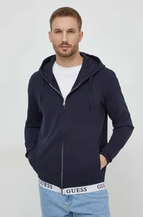 Guess bluza męska kolor granatowy z kapturem gładka - Bluzy męskie - miniaturka - grafika 1