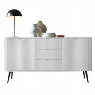 Komody - Komoda szeroka ryflowana na czarnych nogach Zova 168 cm Biała - miniaturka - grafika 1