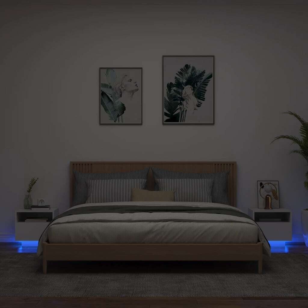 Szafki nocne z oświetleniem LED 2 szt. Biały 40x39x37 cm