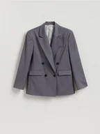 Marynarki i żakiety damskie - Reserved - Dwurzędowa marynarka - ciemnoszary - miniaturka - grafika 1