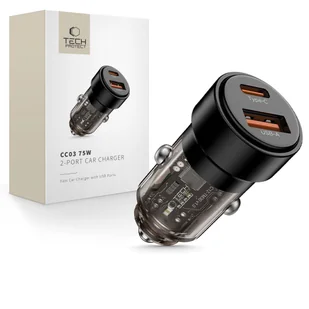TECH-PROTECT CC03 2-PORT CAR CHARGER PD75W BLACK - Ładowarki samochodowe - miniaturka - grafika 1