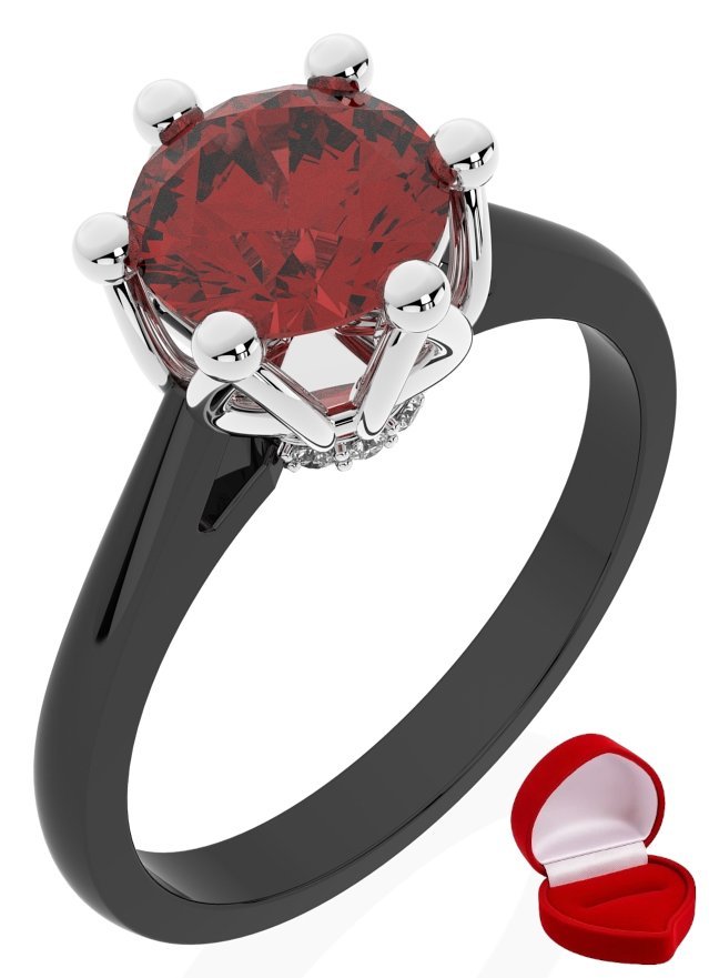 ZŁOTY PIERŚCIONEK ZARĘCZYNOWY 585 14k RUBIN 1 ct CZARNE ZŁOTO R31