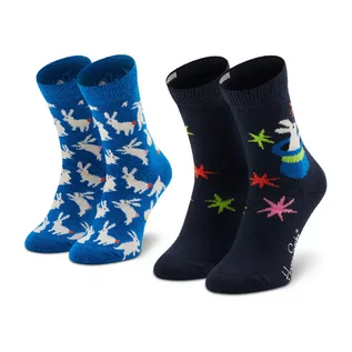 Skarpetki damskie - Happy Socks Zestaw 2 par wysokich skarpet dziecięcych KMAG02-6500 Granatowy - grafika 1