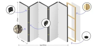 Parawan 5-częściowy - Kwiatowe płatki - dalia II [Room Dividers] (rozmiar 225x172) - Parawany - miniaturka - grafika 6