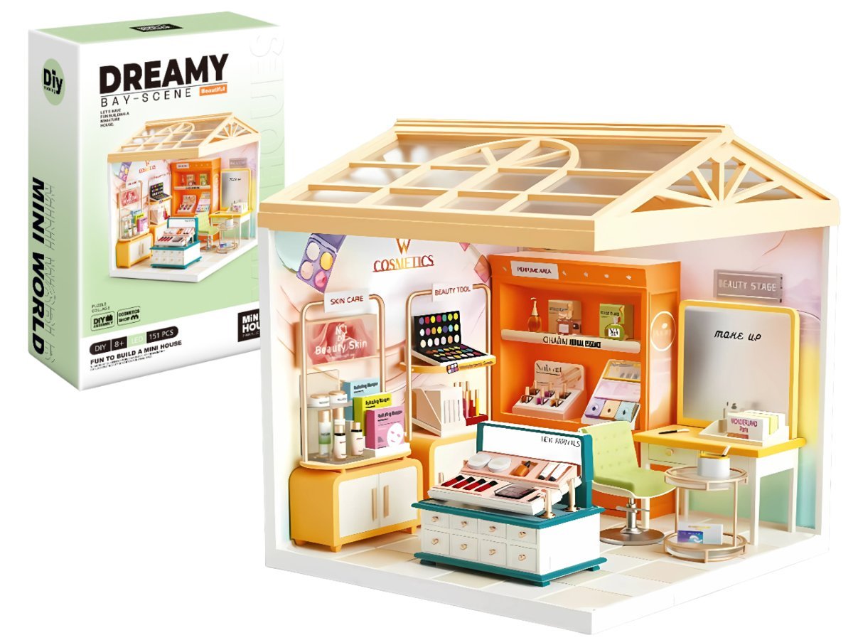 Miniaturowy domek DIY - SALON PIĘKNOŚĆI, LED, 151 EL.