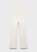Spodnie damskie - MANGO - Dżinsy ciążowe flare crop złamana biel - 40 - Kobieta - miniaturka - grafika 1