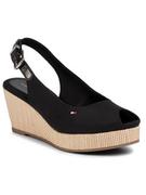 Espadryle damskie - Tommy Hilfiger Espadryle Iconic Elba Sling Back Wedge FW0FW04788 Czarny - miniaturka - grafika 1